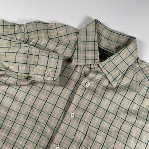 Ermenegildo Zegna Mens Plaid Checkered Long Sleeve Button Down Shirt Light Green